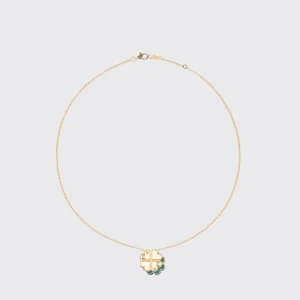 MALACHITE YELLOW GOLD CLOVER LEAF NECKLACE>Boochier Outlet