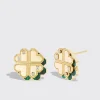 MALACHITE YELLOW GOLD CLOVER LEAF STUDS>Boochier Fashion
