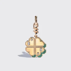 MALACHITE YELLOW GOLD CLOVER CHARM>Boochier Best