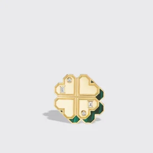 MALACHITE YELLOW GOLD CLOVER LEAF STUDS>Boochier Fashion
