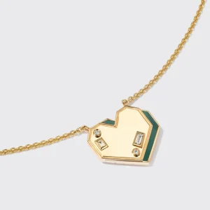 MALACHITE YELLOW GOLD HEART NECKLACE>Boochier Sale