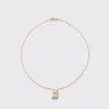 MALACHITE YELLOW GOLD LETTER NECKLACE>Boochier New