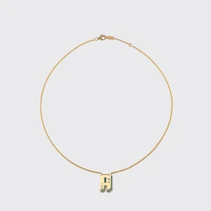 MALACHITE YELLOW GOLD LETTER NECKLACE>Boochier New