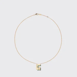 MALACHITE YELLOW GOLD LETTER NECKLACE>Boochier New