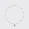MALACHITE YELLOW GOLD LUCKY CAT DIAMOND NECKLACE>Boochier Best