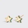 MALACHITE YELLOW GOLD MINI STAR STUDS>Boochier Sale