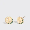 MALACHITE YELLOW GOLD MINI CLOVER LEAF STUDS>Boochier Clearance