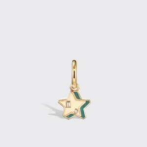 MALACHITE YELLOW GOLD MINI STAR HOOP MONO EARRING>Boochier New