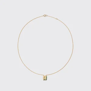 MALACHITE YELLOW GOLD MINI LETTER NECKLACE>Boochier Hot