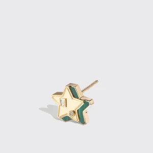 MALACHITE YELLOW GOLD MINI STAR STUDS>Boochier Sale