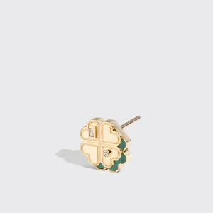 MALACHITE YELLOW GOLD MINI CLOVER LEAF STUDS>Boochier Clearance