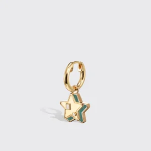 MALACHITE YELLOW GOLD MINI STAR HOOP MONO EARRING>Boochier New