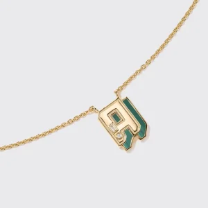 MALACHITE YELLOW GOLD MINI LETTER NECKLACE>Boochier Hot