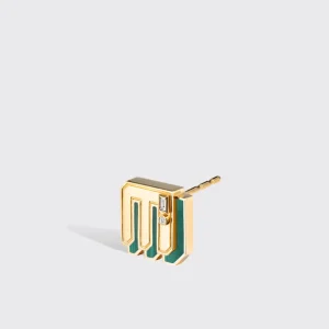 MALACHITE YELLOW GOLD MINI LETTER MONO STUD>Boochier New