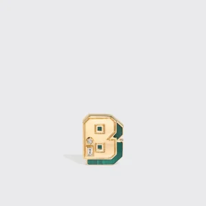 MALACHITE YELLOW GOLD MINI LETTER MONO STUD>Boochier New