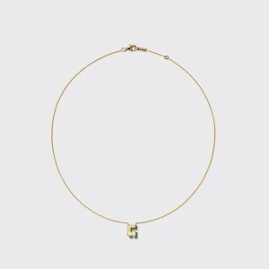 MALACHITE YELLOW GOLD MINI LETTER NECKLACE>Boochier Hot