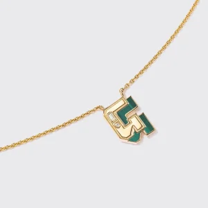 MALACHITE YELLOW GOLD MINI LETTER NECKLACE>Boochier Hot
