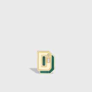 MALACHITE YELLOW GOLD MINI LETTER MONO STUD>Boochier New