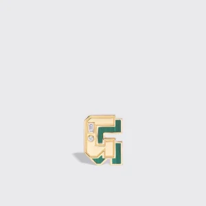 MALACHITE YELLOW GOLD MINI LETTER MONO STUD>Boochier New
