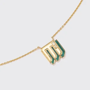 MALACHITE YELLOW GOLD MINI LETTER NECKLACE>Boochier Hot
