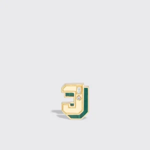MALACHITE YELLOW GOLD MINI LETTER MONO STUD>Boochier New