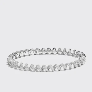 MINI WHITE GOLD DIAMOND SLINKEE BANGLE>Boochier Clearance
