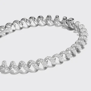 MINI WHITE GOLD DIAMOND SLINKEE BANGLE>Boochier Clearance