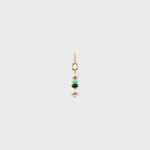 MINT GREEN-BLACK DOUBLE PEARL DIAMOND B-BOY EARRING>Boochier Clearance