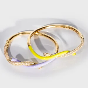 NEON YELLOW FRUIT HOOPS DIAMOND BANGLE>Boochier Best