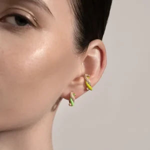 NEON YELLOW FRUIT HOOPS EARCUFF>Boochier Online