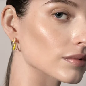NEON YELLOW FRUIT HOOPS EARRINGS>Boochier Clearance