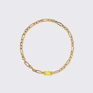 NEON YELLOW JUMBO FRUIT HOOPS PENDANT CHAIN NECKLACE [DETACHABLE]>Boochier Fashion