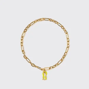 NEON YELLOW JUMBO FRUIT HOOPS PENDANT CHAIN NECKLACE [DETACHABLE]>Boochier Fashion
