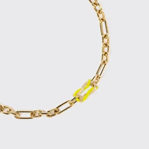 NEON YELLOW JUMBO FRUIT HOOPS PENDANT CHAIN NECKLACE [DETACHABLE]>Boochier Fashion