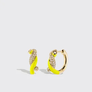 NEON YELLOW SMALL FRUIT HOOPS EARRINGS>Boochier Discount