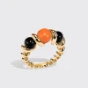 ONYX & CORAL GUMBALL SLINKEE RING>Boochier Clearance