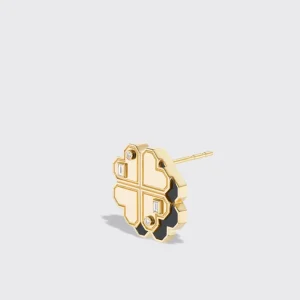 ONYX YELLOW GOLD CLOVER LEAF STUDS>Boochier Online