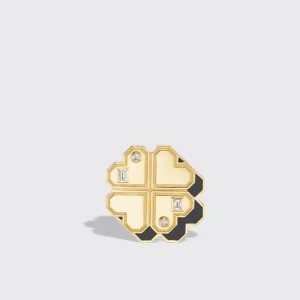 ONYX YELLOW GOLD CLOVER LEAF STUDS>Boochier Online