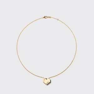 ONYX YELLOW GOLD HEART NECKLACE>Boochier Fashion