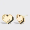 ONYX YELLOW GOLD HEART STUDS>Boochier Outlet