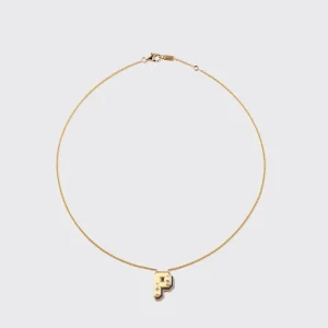 ONYX YELLOW GOLD LETTER NECKLACE>Boochier Outlet