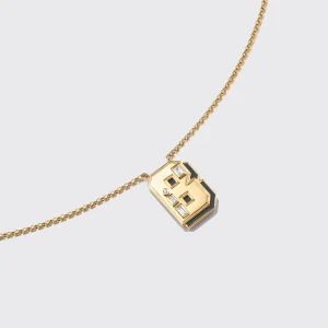ONYX YELLOW GOLD LETTER NECKLACE>Boochier Outlet