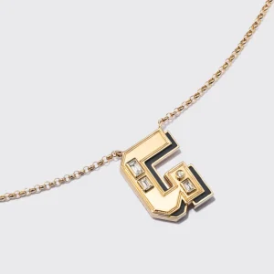 ONYX YELLOW GOLD LETTER NECKLACE>Boochier Outlet