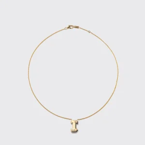 ONYX YELLOW GOLD LETTER NECKLACE>Boochier Outlet