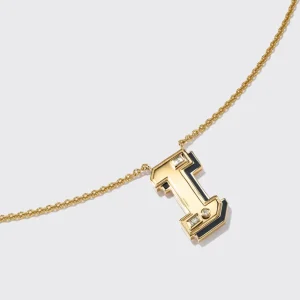 ONYX YELLOW GOLD LETTER NECKLACE>Boochier Outlet