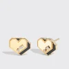 ONYX YELLOW GOLD MINI HEART STUDS>Boochier Outlet
