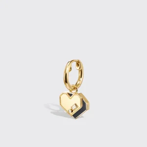 ONYX YELLOW GOLD MINI HEART HOOP MONO EARRING>Boochier Discount