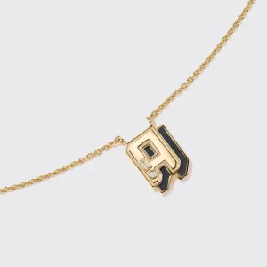 ONYX YELLOW GOLD MINI LETTER NECKLACE>Boochier New
