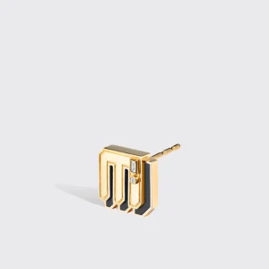 ONYX YELLOW GOLD MINI LETTER MONO STUD>Boochier Outlet