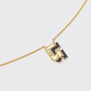 ONYX YELLOW GOLD MINI LETTER NECKLACE>Boochier New